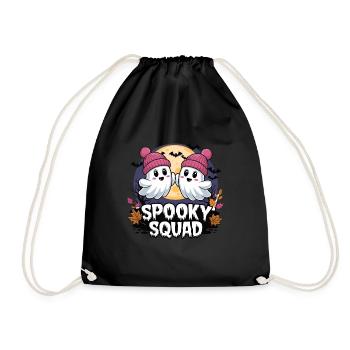 Halloween Spooky Squad Ghost with Hat - Drawstring Bag - black - Front