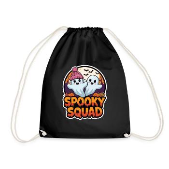 Halloween Spooky Squad Ghost with Hat - Drawstring Bag - black - Front