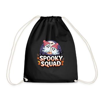 Halloween Spooky Squad Ghost with Hat - Drawstring Bag - black - Front