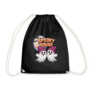 Halloween Spooky Squad Ghost with Hat - Drawstring Bag - black - Front