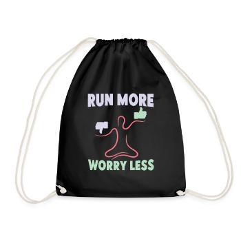 Marathon Runner Run More Worry Less Running - Drawstring Bag - black - Front