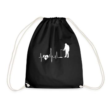 Funny Fishing Heartbeat - Drawstring Bag - black - Front