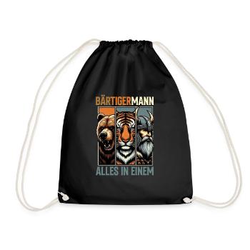 HOMME BARBU Viking barbe Homme Tigre Drôle - Sac de sport léger - noir - Devant