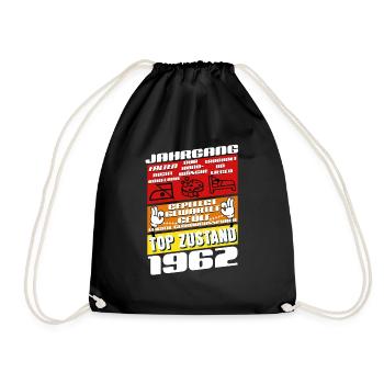 63 Year Old Born 1962 Birthday - Drawstring Bag - black - Front
