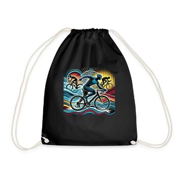Triathlon Schwimmen Radfahren und Laufen - Turnbeutel - Schwarz - Vorne