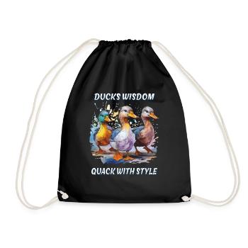 DUCKS WISDOM QUACK WITH STYLE - Drawstring Bag - black - Front