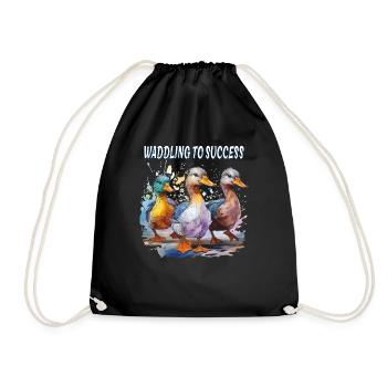 DUCK WADDLING TO SUCCESS - Drawstring Bag - black - Front