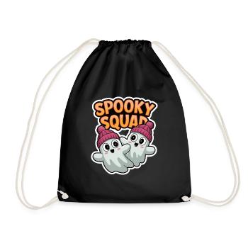Halloween Spooky Squad Ghost with Hat - Drawstring Bag - black - Front