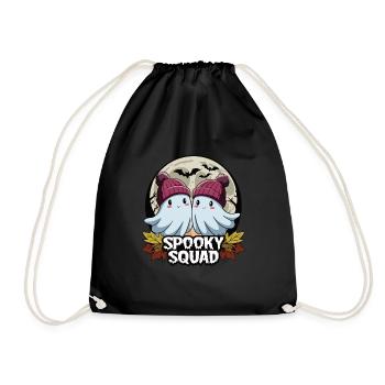 Halloween Spooky Squad Ghost with Hat - Drawstring Bag - black - Front