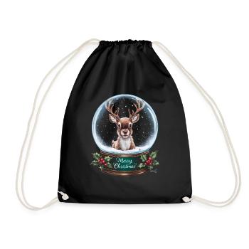Rentier Reh Xmas Reindeer Christmas Weihnachten - Turnbeutel - Schwarz - Vorne
