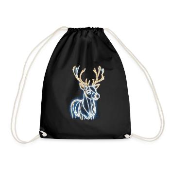 Rentier Reh Xmas Reindeer Christmas Weihnachten - Turnbeutel - Schwarz - Vorne