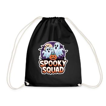 Halloween Spooky Squad Ghost with Hat - Drawstring Bag - black - Front