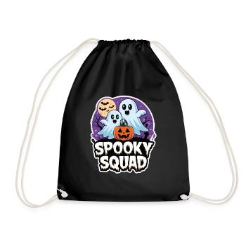 Halloween Spooky Squad Ghost with Hat - Drawstring Bag - black - Front