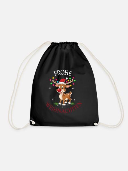 Rentier Reh Xmas Reindeer Christmas Weihnachten - Turnbeutel - Schwarz