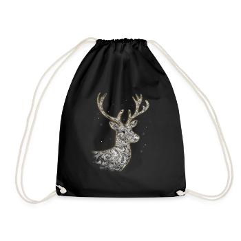 Reindeer Deer Xmas Reindeer Christmas Christmas - Drawstring Bag - black - Front