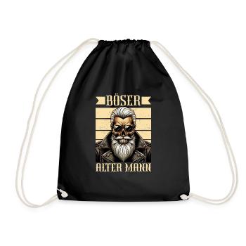 Bad Old Man Motorcycle Biker Saying Funny - Drawstring Bag - black - Front