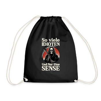 So many idiots and just a scythe of sarcasm - Drawstring Bag - black - Front