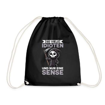 So many idiots and just a scythe of sarcasm - Drawstring Bag - black - Front
