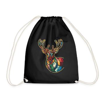 Reindeer Deer Xmas Reindeer Christmas Christmas - Drawstring Bag - black - Front