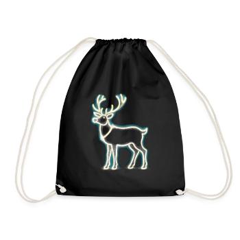 Rentier Reh Xmas Reindeer Christmas Weihnachten - Turnbeutel - Schwarz - Vorne
