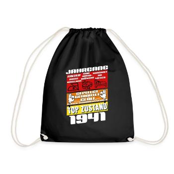 84 Year Old Born 1941 Birthday - Drawstring Bag - black - Front