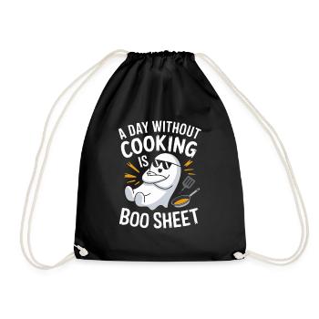 A Day Without Cooking Is Boo Sheet Ghost Halloween - Turnbeutel - Schwarz - Vorne