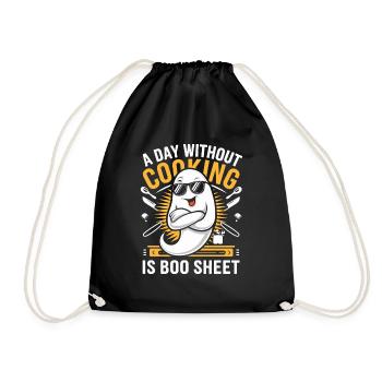 A Day Without Cooking Is Boo Sheet Ghost Halloween - Turnbeutel - Schwarz - Vorne