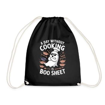 A Day Without Cooking Is Boo Sheet Ghost Halloween - Turnbeutel - Schwarz - Vorne