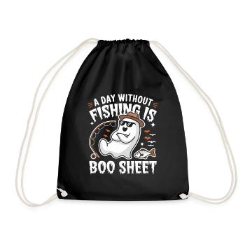 A Day Without Fishing Is Boo Sheet Ghost Halloween - Turnbeutel - Schwarz - Vorne