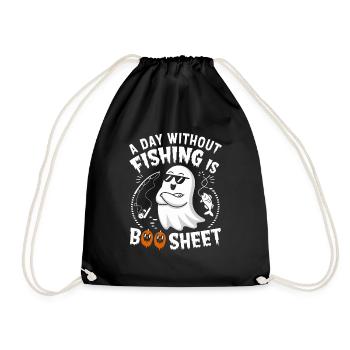 A Day Without Fishing Is Boo Sheet Ghost Halloween - Turnbeutel - Schwarz - Vorne