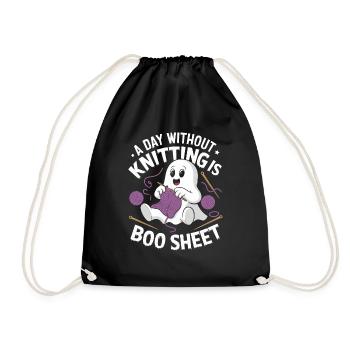 A Day Without Knitting Is Boo Sheet Ghost - Turnbeutel - Schwarz - Vorne