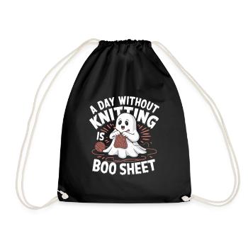 A Day Without Knitting Is Boo Sheet Ghost - Turnbeutel - Schwarz - Vorne