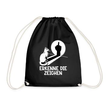 Recognize the Signs Funny Cat Shadow - Drawstring Bag - black - Front