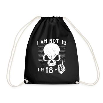 I Am 18 Plus Middle Finger - 19th Birthday - Drawstring Bag - black - Front
