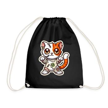 Cute Zombie Cat in Halloween costume - Drawstring Bag - black - Front