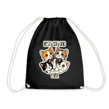 Best Cat Dad Ever - Father of cats - Cute Kitties - Drawstring Bag - black - Front