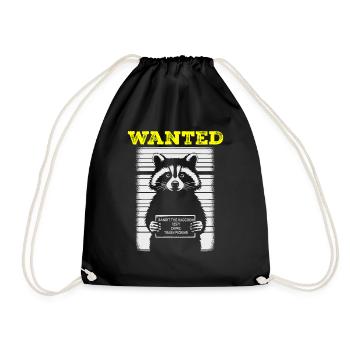 Wanted: Raccoon Bandit - Drawstring Bag - black - Front