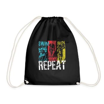 Swim Bike Run Repeat - Vintage Triathlon - Turnbeutel - Schwarz - Vorne