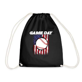 Baseball Sports Baseball Player Pitcher Catcher USA - Drawstring Bag - black - Front