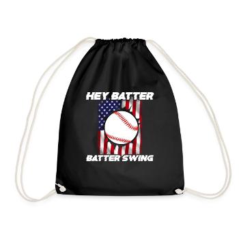 Baseball Sports Baseball Player Pitcher Catcher USA - Drawstring Bag - black - Front