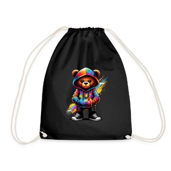 Hip Hop Teddybär Bunte Urban Rap Music - Turnbeutel - Schwarz - Vorne