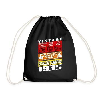 90 years old Vintage 1935 women & men Birthday - Drawstring Bag - black - Front