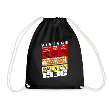 89 years old Vintage 1936 women & men Birthday - Drawstring Bag - black - Front