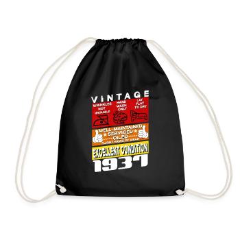 88 years old Vintage 1937 women & men Birthday - Drawstring Bag - black - Front