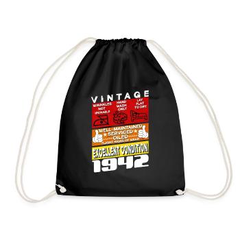 83 years old Vintage 1942 women & men Birthday - Drawstring Bag - black - Front