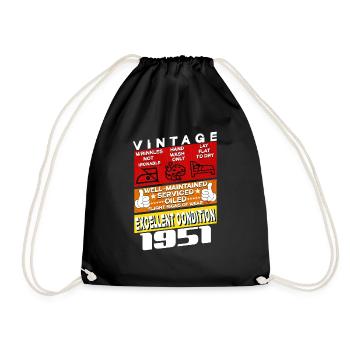 74 years old Vintage 1951 women & men Birthday - Drawstring Bag - black - Front