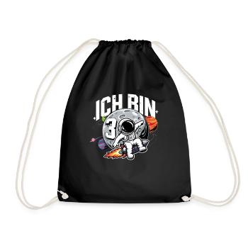 3rd Birthday Boys 3 Years Astronaut Birthday - Drawstring Bag - black - Front