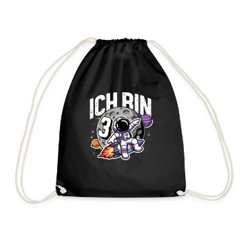 3rd Birthday Boys 3 Years Astronaut Birthday - Drawstring Bag - black - Front