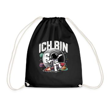 6th Birthday Boys 6 Years Astronaut Birthday - Drawstring Bag - black - Front