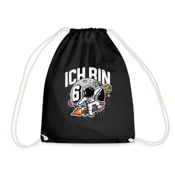 6th Birthday Boys 6 Years Astronaut Birthday - Drawstring Bag - black - Front